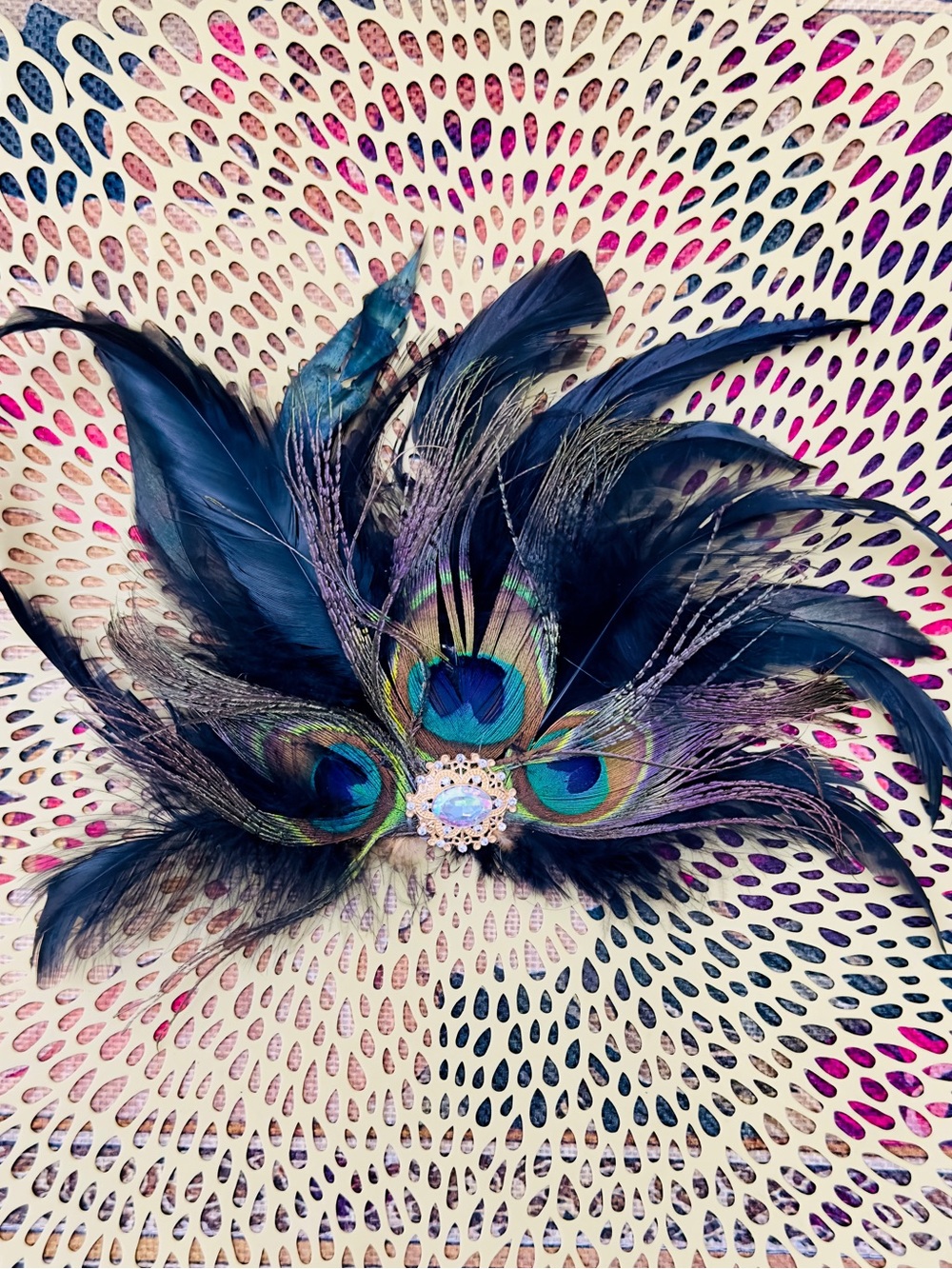 Peacock Feather Hair Clip - Iridescent Blue & Green
